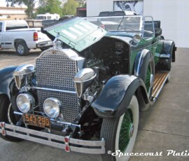 Running lights, grille, radiator shroud, headlamps, body trim, bumpers, running board trim - metal restoration and chrome plating done by Spacecoast Plating in Melbourne Florida on this spectacular 1929 Packard 645 Deluxe Eight Custom Roadster