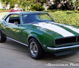 1968 Chevrolet Z28 featuring bumpers, rocker panels, wheel rings and body trim restored, refinished, and chrome plated by Spacecoast Plating.