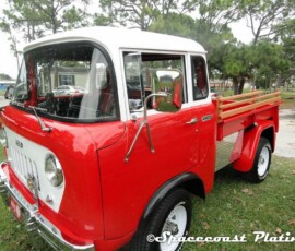 1963 Willys Jeep FC-150 bumpers, headlight rings, trim and diamond plate restored and plated in chrome by Spacecoast Plating and Metal Refinishing, Inc.