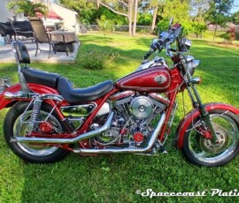Crome plated components and trim by Spacecoast plating on this custom Harley-Davidson FXRS Low Rider motorcycle.