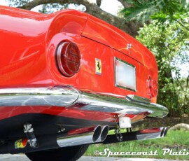 Ferrari, rear bumper and exhaust tips restored and plated at Spacecoast Plating in Melbourne FL