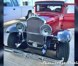 Spacecoast Plating performed metal restoration and plating of bumpers, trim, and other hardware on late 1920s antique coupe.