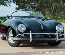 Antique Porsche Roadster, Black. Chrome plated bumpers and guards, headlight trim rings, turn signal and horn rings & grilles, hood trim, body and rocker panel trim, mirrors and window trim.