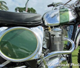 Close-up of the work performed by Spacecoast Plating, including metal restoration and chrome plating of major components, parts and trim on this award-winning classic BSA motocross motorcycle.