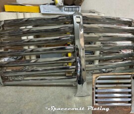 This early to mid-1940s GMC Truck Grille was polished and chrome plated by the specialists at Spacecoast Plating.