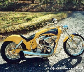 2002 Bourget Bike Works Custom Chopper features specialized metal plating work by Spacecoast Plating