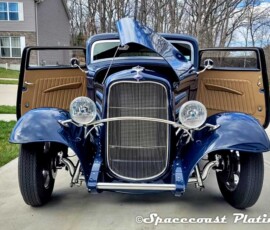 Headlights, headlght mounts, radiator grille, front axle, and window and door trim were chrome plated by Spacecoast Plating in Florida.