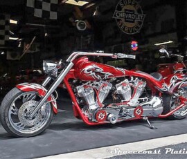 This heavily customized Harley hardtail chopper features extensive chrome plating to running great, trim, and DUAL-engine components.