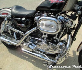Spacecoast Plating of Melbourne FL custom plated exhausts, engine trim and components for this turn-of-the-century Harley-Davidson XL1200.
