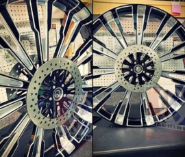 Specialized wo-tone plating by Spacecoast plating for this custom motorcycle wheel.