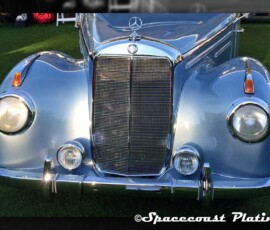 Spacecoast Plating restored and chrome plated the bumpers, headlight surronds, fog light, grille, and radiator surronds & trim on this early-1950's Mercedes Benz Cabriolet.