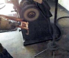 Detailed buffing of a bumper after copper plating.