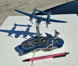 Metal P-38 Lighting and Kangaroo on base, plated at Spacecoast Plating
