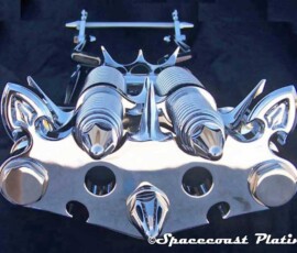 Custom chrome plated motorcycle top yoke.