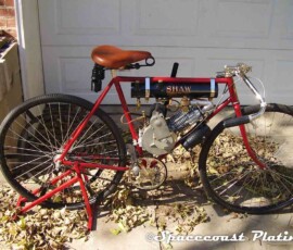 Antique Shaw motorized bicycle. Metal restored and chrome plated at Spacecoast Plating.